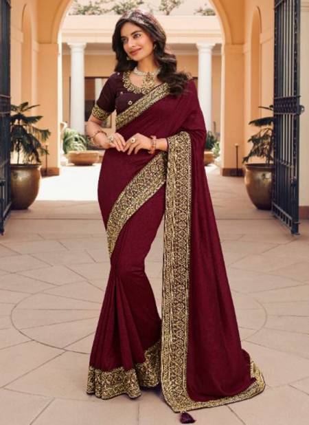 Maroon Colour Kavira Vol 4 New Latest Designer Ethnic Wear Vichitra With Bluming Saree Collection 1008